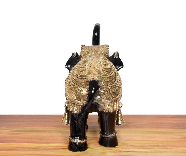 Brassaura® Brass Elephant Pair Statue | Height 12 Inches