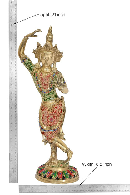 Brassaura® Brass Standing Dancing Tara Devi Statue | Height 21 Inches