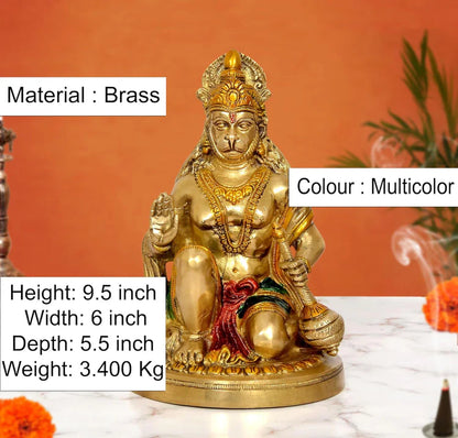 Brassaura® Brass Hanuman Statue | Height 9.5 Inches