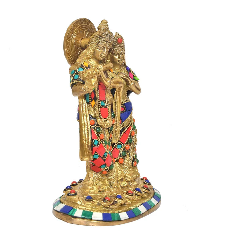 Brassaura® Brass Radha Krishna Idol | Height 6.5 Inches