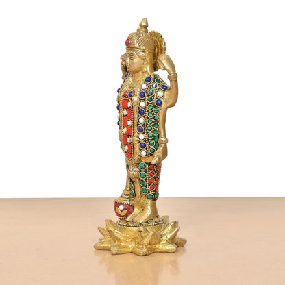 Brassaura® Brass Lord Vishnu Standing Idol | Height 8 Inches