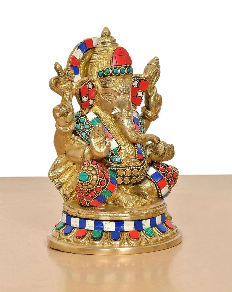 Brassaura® Brass Lord Ganesha Idol | Height 8 Inches