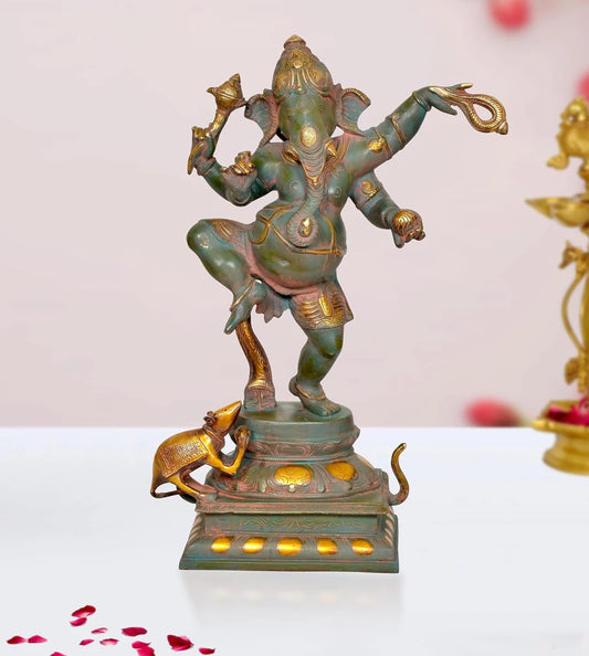 Brassaura® Brass Dancing Lord Ganesha Statue | Height 19 Inches
