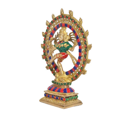 Brassaura® Brass Nataraj Lord Shiva Dancing Idol | Height 9.5 Inches