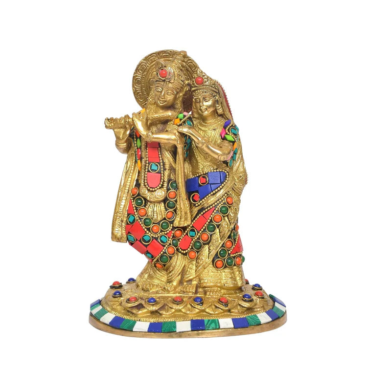 Brassaura® Brass Radha Krishna Idol | Height 6.5 Inches