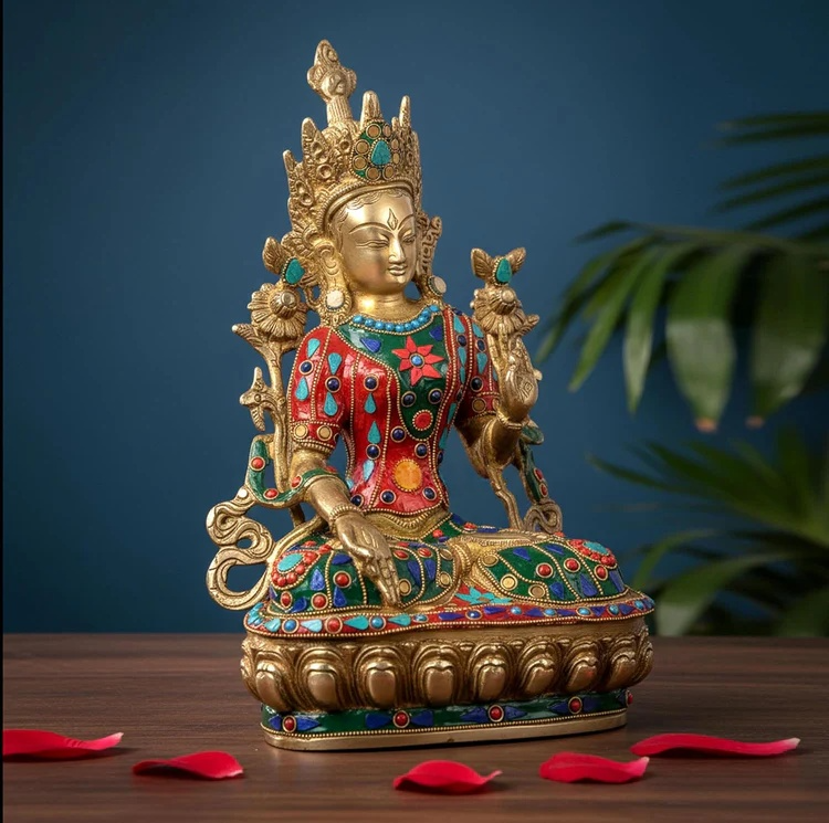 Brassaura® Brass Tara Statue | Height 13 Inches