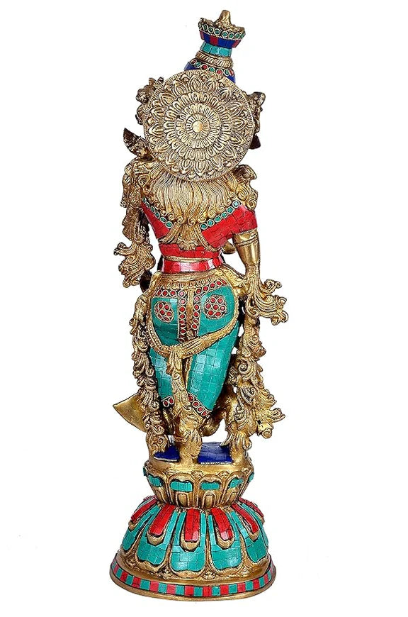 Brassaura® Brass Radha Krishna Flute Playing Statue | Height 26 Inches