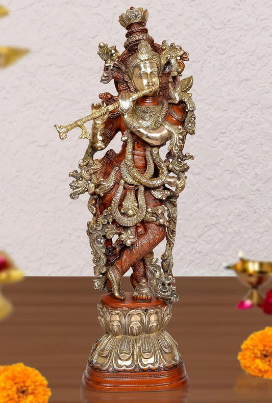 Brassaura® Brass Krishna Statue | Height 29 Inches