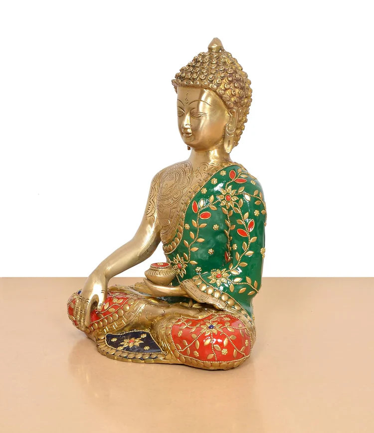 ब्रासोरा® वृंदावन वेणुगोपाल कृष्ण पीतल की प्रतिमा मोर के साथ | एंटीक नीला और सुनहरा रंग | ऊँचाई 20 इंच