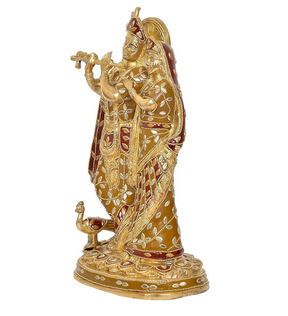 Brassaura® Brass Standing Radha Krishna Idol | Height 12 Inches