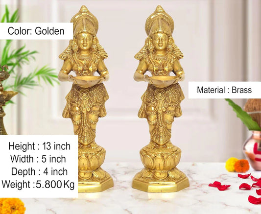 Brassaura® Brass Deep Lakshmi Pair | Height 13 Inches