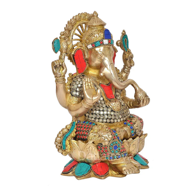 Brassaura® Brass Mangalkari Ganesh Statue | Height 12 Inches