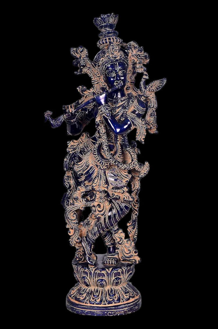 Brassaura® Brass Lord Krishna Idol Figurine | Height 14 Inches