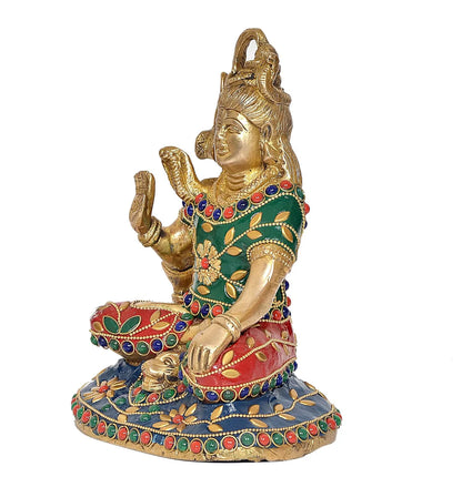 ब्रासोरा® वृंदावन वेणुगोपाल कृष्ण पीतल की प्रतिमा मोर के साथ | एंटीक नीला और सुनहरा रंग | ऊँचाई 20 इंच