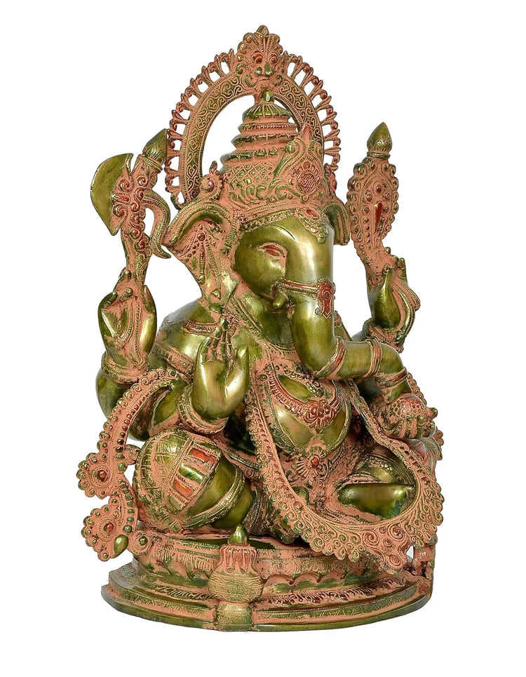 Brassaura® Brass Sitting Ganesha Idol | Height 20 Inches