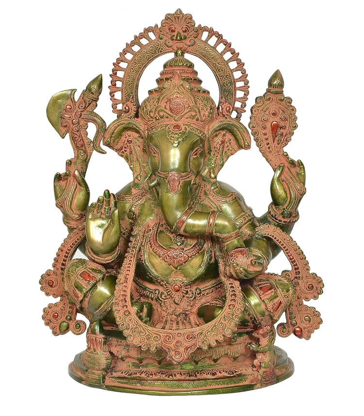 Brassaura® Brass Sitting Ganesha Idol | Height 20 Inches
