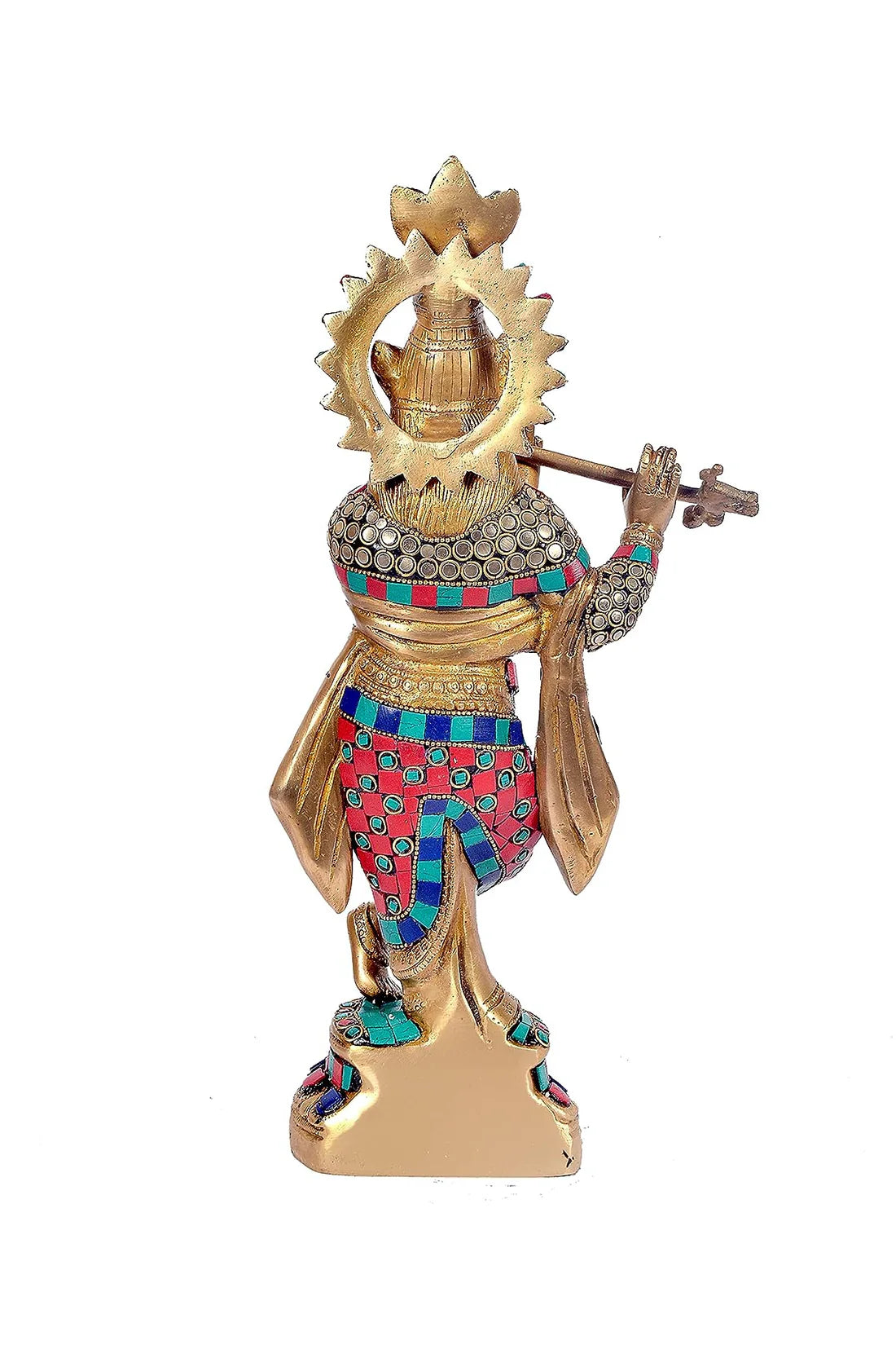 Brassaura® Brass Lord Krishna Statue (Inlay Work) | Height 15 Inches