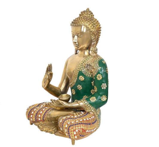 Brassaura® Brass Standing Buddha Idol in Abhaya Mudra | Height 20 Inches