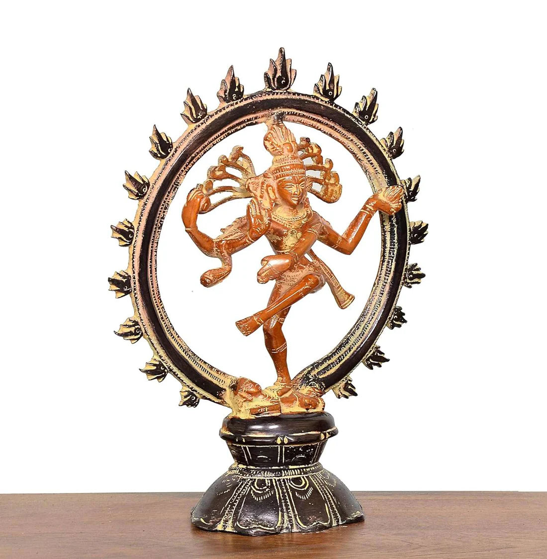 ब्रासोरा® वृंदावन वेणुगोपाल कृष्ण पीतल की प्रतिमा मोर के साथ | एंटीक नीला और सुनहरा रंग | ऊँचाई 20 इंच
