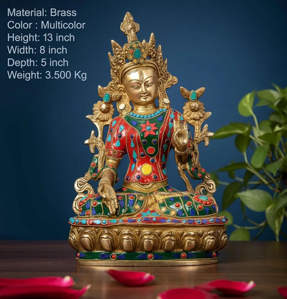 Brassaura® Brass Tara Statue | Height 13 Inches