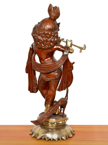 Brassaura® Brass Krishna Urli | Height 25 Inches