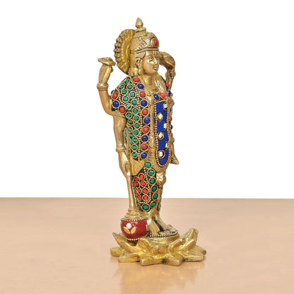 Brassaura® Brass Lord Vishnu Standing Idol | Height 8 Inches