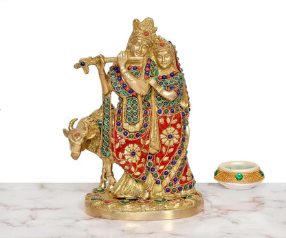 Brassaura® Brass Radha Krishna Idol | Height 9.5 Inches