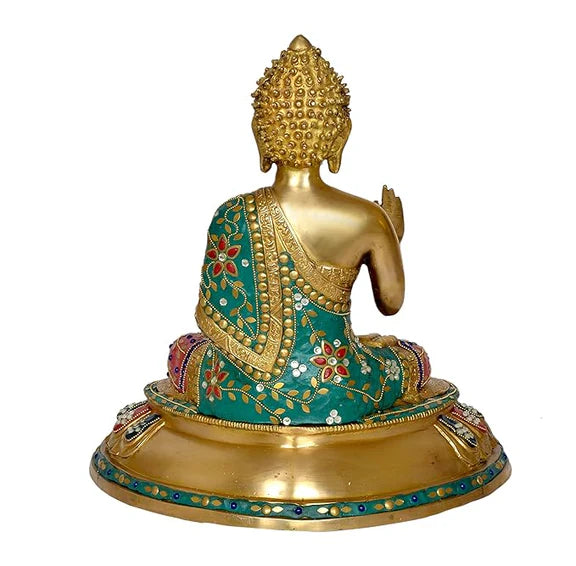ब्रासोरा® वृंदावन वेणुगोपाल कृष्ण पीतल की प्रतिमा मोर के साथ | एंटीक नीला और सुनहरा रंग | ऊँचाई 20 इंच