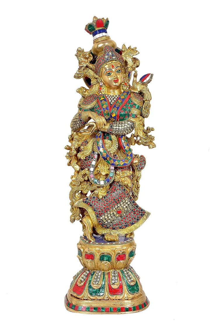 Brassaura® Brass Radha Krishna Murti Idol Statue Sculpture | Height 29 Inches