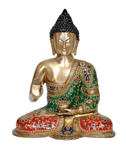 Brassaura® Brass Buddha Statue | Height 17 Inches