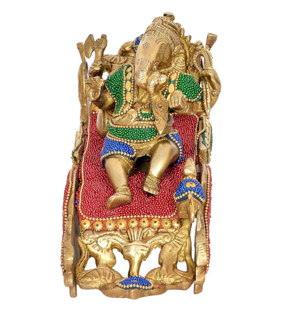 Brassaura® Brass Relaxing Ganesha Statue | Height 5.5 Inches