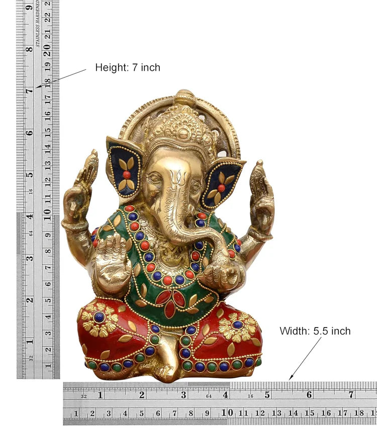 Brassaura® Brass Ganesha Statue | Height 7 Inches