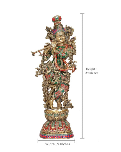 Brassaura® Brass Krishna Statue | Height 29 Inches