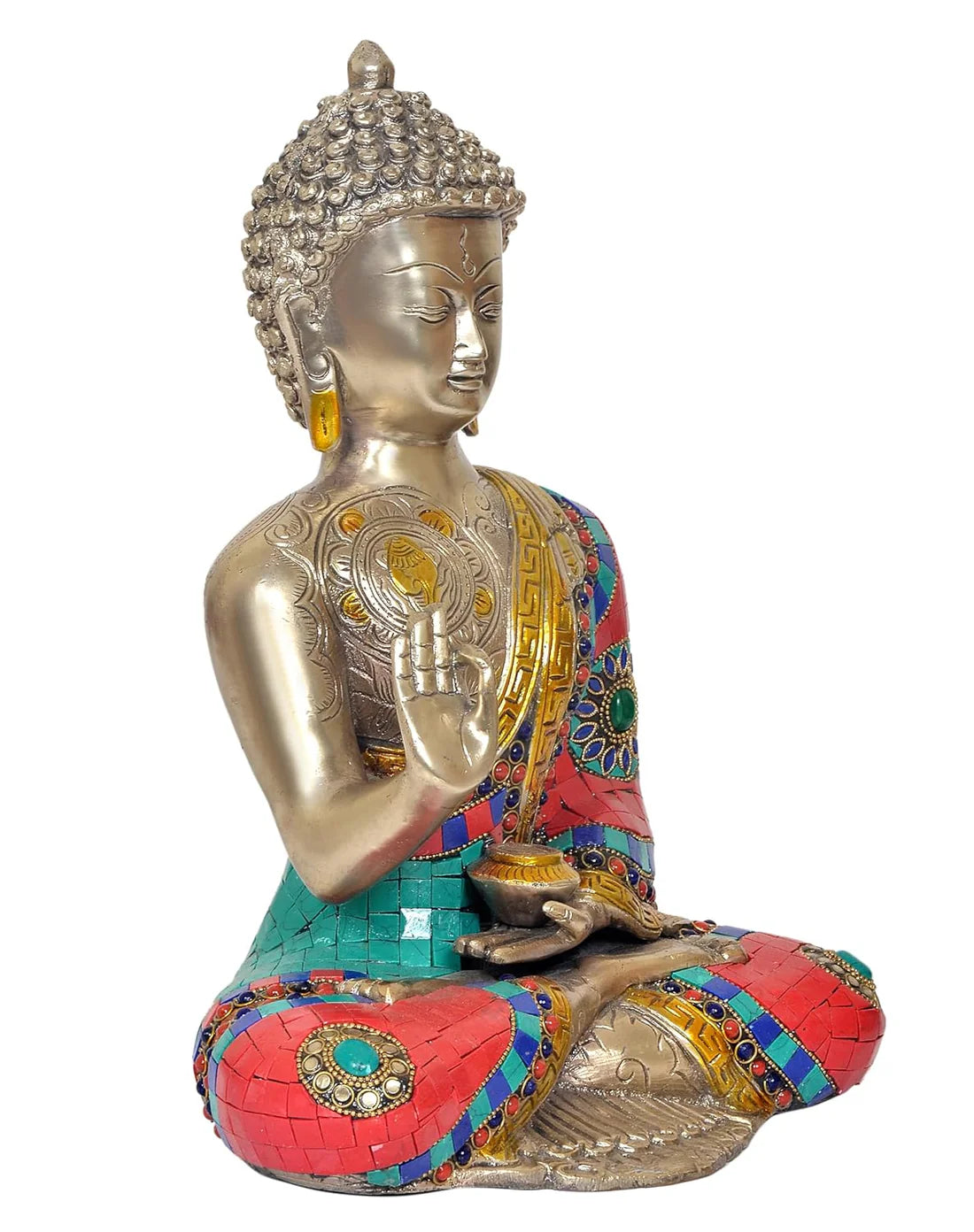 ब्रासोरा® वृंदावन वेणुगोपाल कृष्ण पीतल की प्रतिमा मोर के साथ | एंटीक नीला और सुनहरा रंग | ऊँचाई 20 इंच