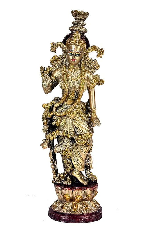Brassaura® Brass Radha Krishna Statue | Height 15 Inches | Multicolor Divine Couple Idol for Home & Mandir