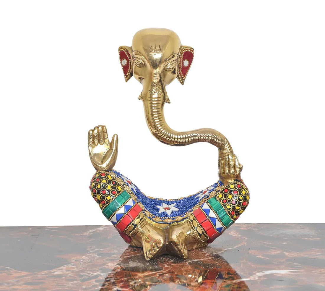 Brassaura® Brass Modern Ganesha Statue | Height 8 Inches