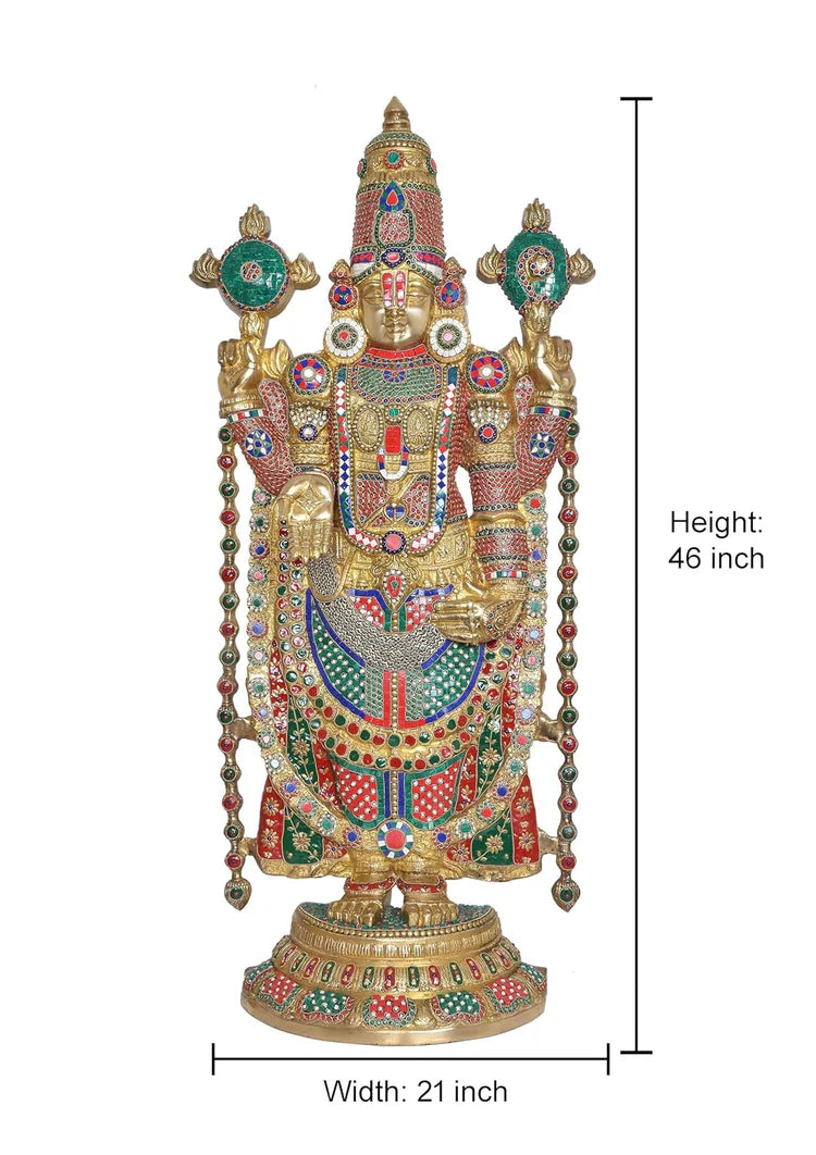 Brassaura® Brass Tirupati Balaji Big Idol Statue | Height 46 Inches