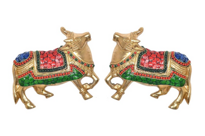 Brassaura® Brass Kamdhenu Cow Pair Wall Hanging | Height 7.5 Inches