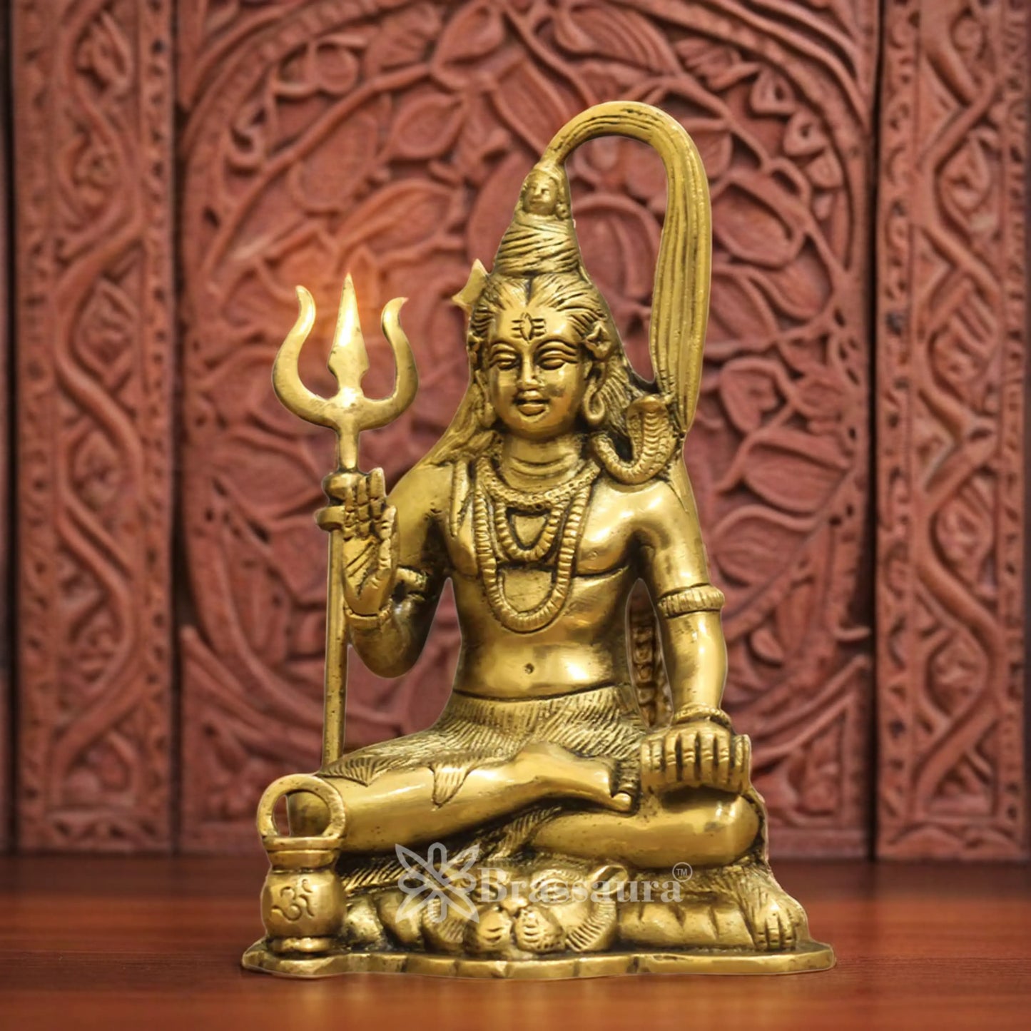 Brassaura™ Elegant Brass Shiva Idol – Height 7 Inches & Weight 1.3 Kgs | Hindu Devotional Idol