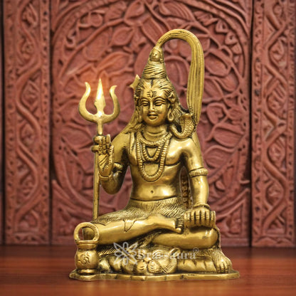Brassaura™ Elegant Brass Shiva Idol – Height 7 Inches & Weight 1.3 Kgs | Hindu Devotional Idol