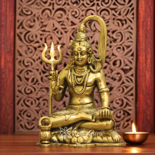 Brassaura™ Elegant Brass Shiva Idol – Height 7 Inches & Weight 1.3 Kgs | Hindu Devotional Idol