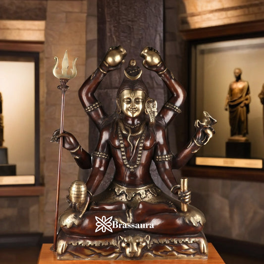 Brassaura™ Traditional Brass Lord Shiva Murti – Height 30 & Weight 48 Kgs | Sacred Home Accent