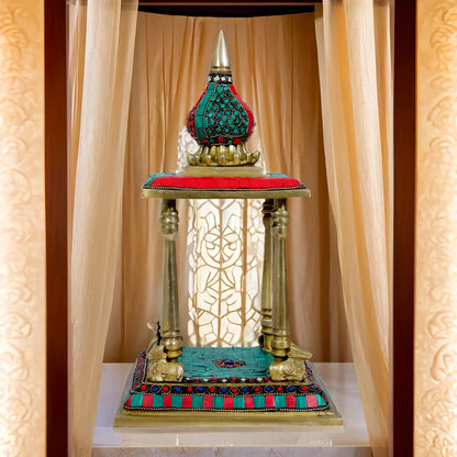 Brassaura™ Brass Temple Statue – Height 14.4 Inches & Weight 4.3 Kgs | Traditional Pooja Room Décorm