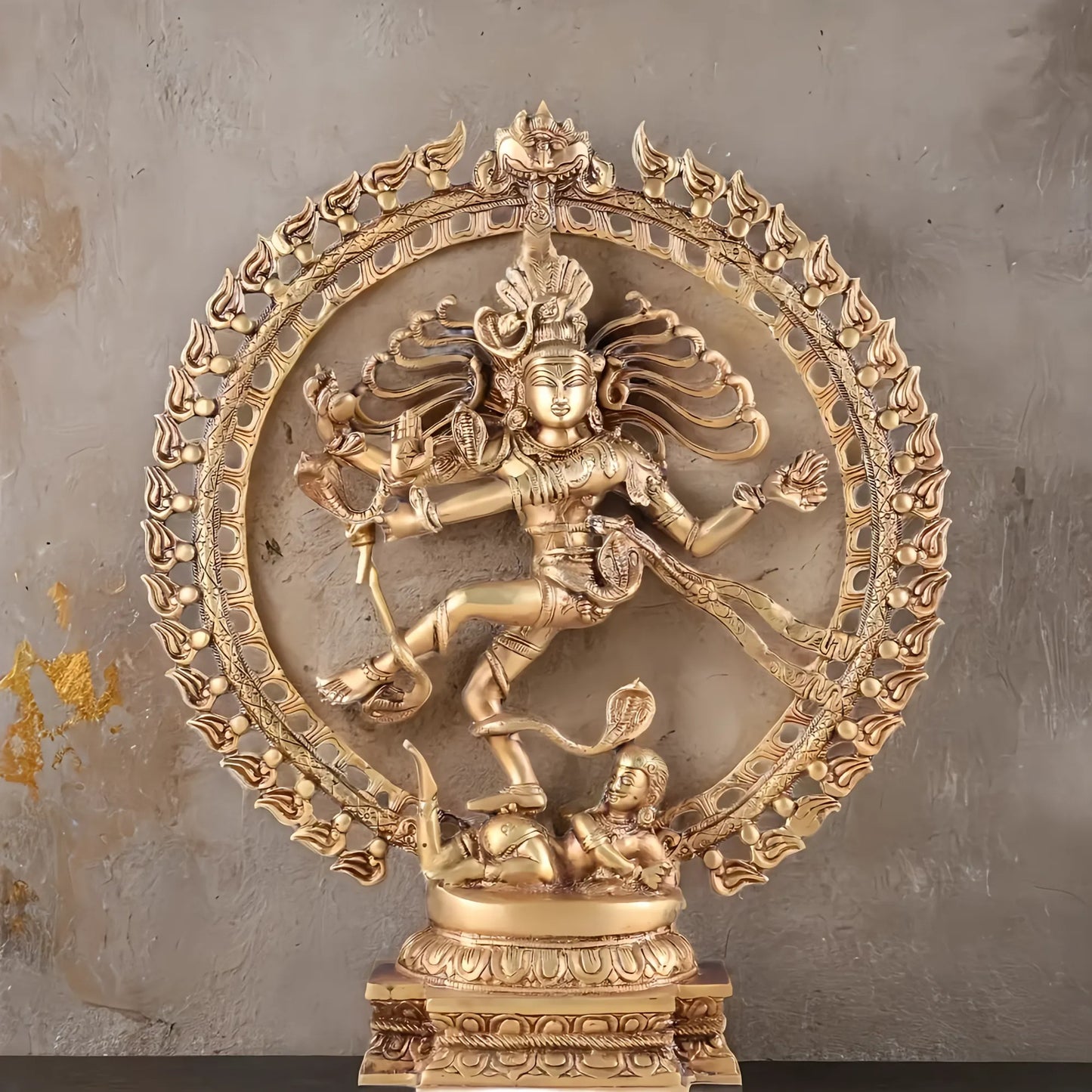 Brassaura™ Handcrafted Fine Brass Lord Shiva Nataraja Statue | Cosmic Dance Idol | Weight 10 Kgs | Height 20.5 Inches