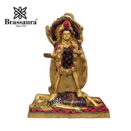 Brass Gem Stone Work Shiva with Kali Mata Idol for Home and Decor Weight 3.9 Kg Height 27 cm