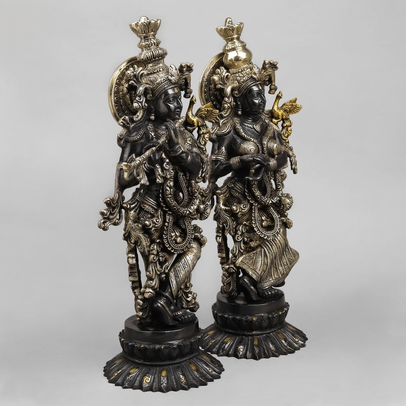 Brass Radha Krishna Statue Black finish 22.5” Inches