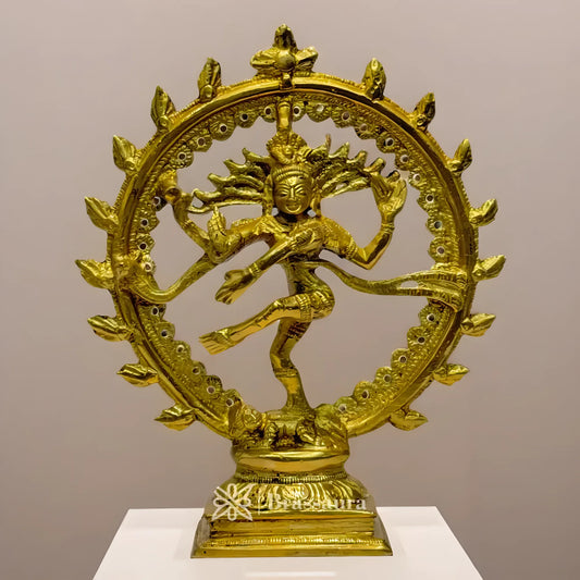 Brassaura™ Golden Finish Dancing Nataraj Brass Idol | Height 6.7 Inches & Weight 0.55 kgs