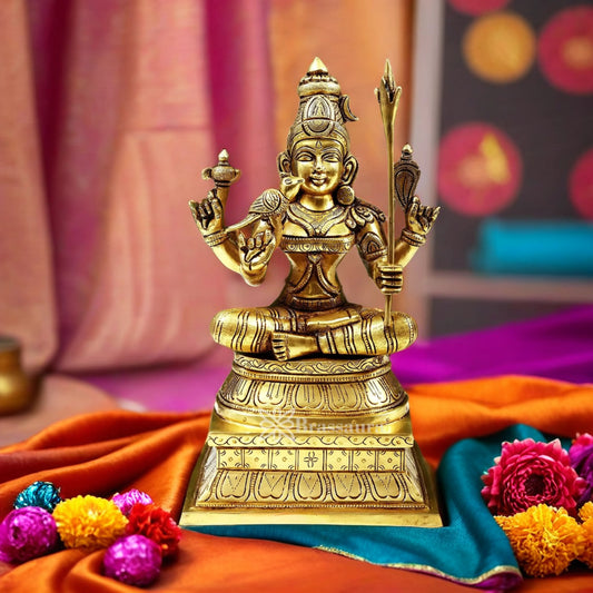 Brassaura™ Classic Brass Laxmi Statue – Height 12 Inches & Weight 6 Kgs | Puja Room Idol