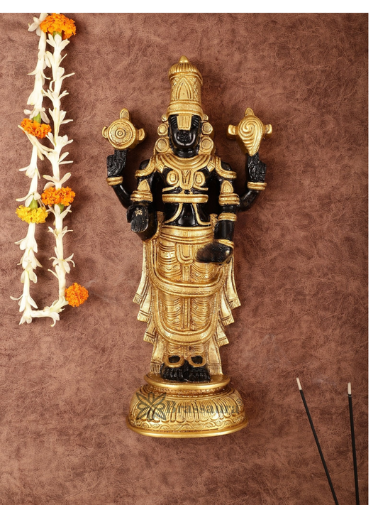 Brassaura™ Brass Tirupati Balaji Wall Hanging Idol – 16 Inches, 7 Kgs