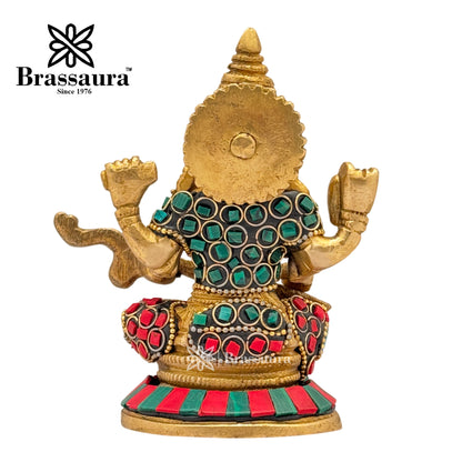 Brass Gem Stone Work Saraswati MATA Idol for Home and Decor Weight .8 Kg Height 12 cm